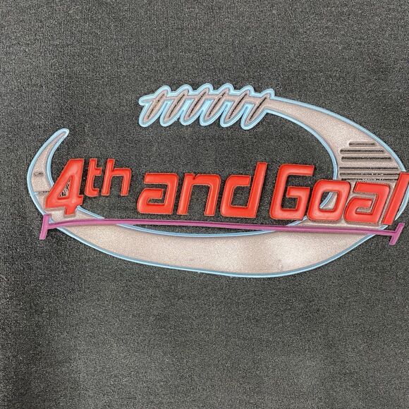 Vintage Football Sweatshirt Size XL Black 90s 4th And Goal Faded Boxy Puff Logo - Picture 4 of 13